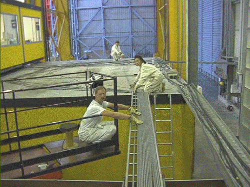 TIlt Rotor Aeroaccoustic Model DNW photo archive: Cable installation at cieling