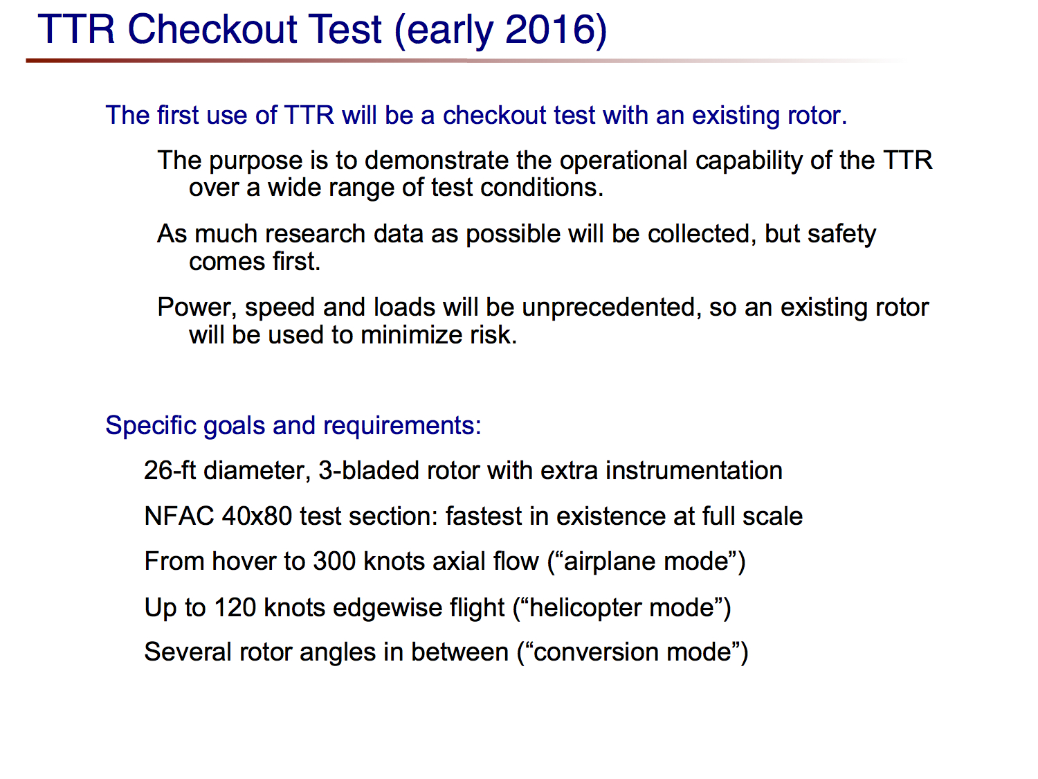Tilt Rotor Test Rig Overview Presentation