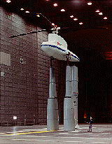 image of inside the 80 by 120 Foot Wind Tunnel with the Rotor Test Apparatus set up