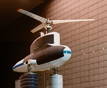 Image of the XV-15 rotor on the Rotor Test Apparatus
